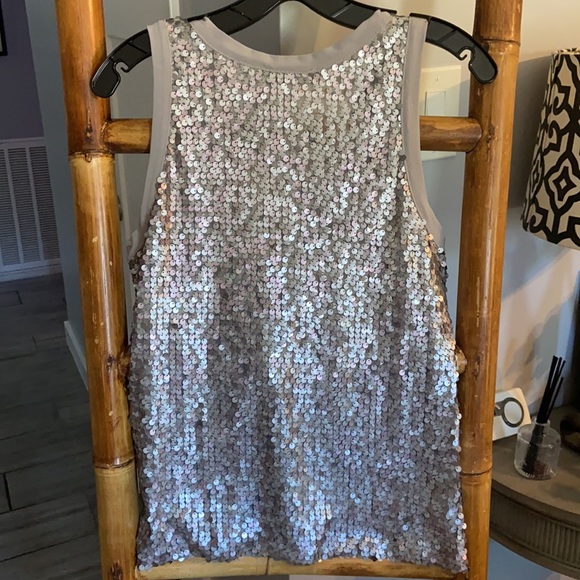 LDA NEW YEARS EVE Grey Sequins Tank Holiday SZ Large - Picture 5 of 6